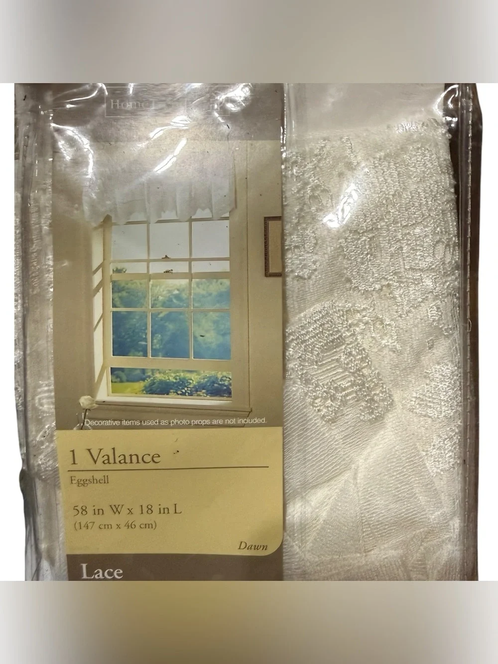Home Trends Lace Window Valance Eggshell 58” x 18”